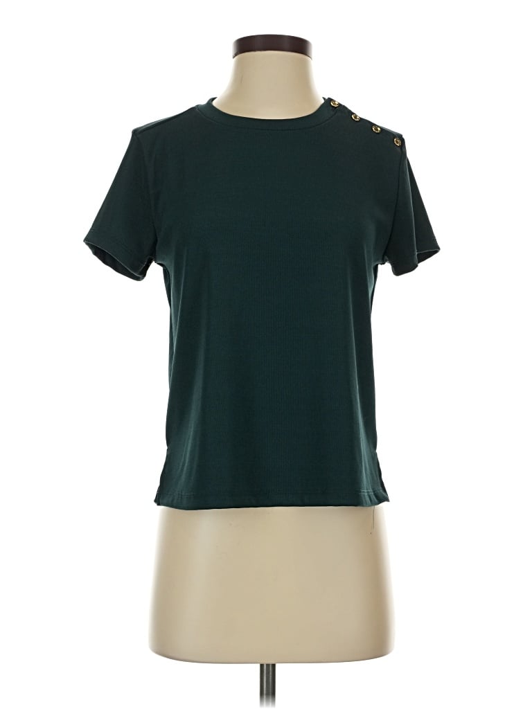 Pre-owned Assorted Brands Short Sleeve Top Green Crew Neck Tops