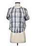 Universal Thread 100% Rayon Checkered-gingham Gray Short Sleeve Blouse Size S - photo 1