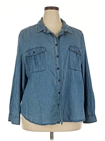 Per Se 3/4 Sleeve Button-Down Shirt (view 1)