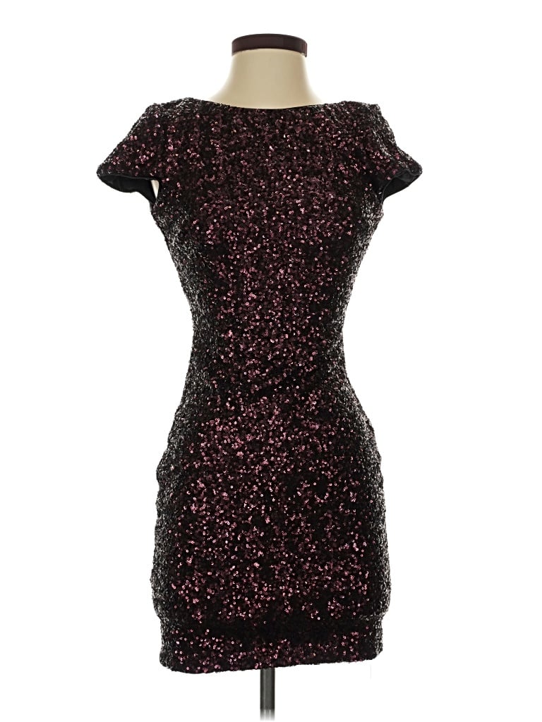 Dress the Population Cocktail Dress: Burgundy Stars Pattern Dresses - Size Small