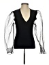 Aqua Black Long Sleeve Blouse Size XS - photo 1