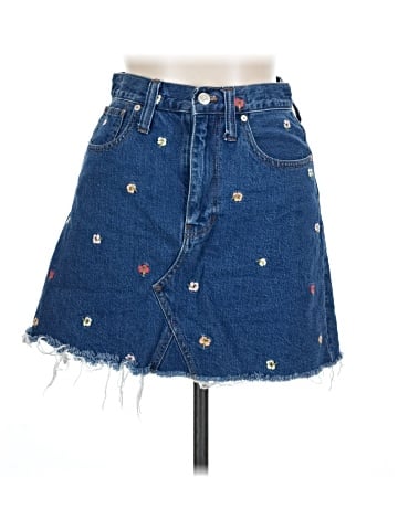 Madewell Rigid Denim A-Line Mini Skirt: Confetti Floral Embroidered Edition (view 1)
