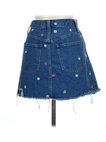 Madewell Rigid Denim A-Line Mini Skirt: Confetti Floral Embroidered Edition (view 2)