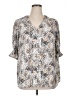 Jones & Co 100% Polyester Animal Print Silver 3/4 Sleeve Blouse Size 1X - photo 1