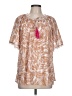 VOY 100% Polyester Brown Short Sleeve Blouse Size L - photo 1