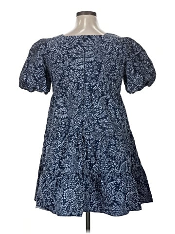 Madewell Poplin Puff-Sleeve Tiered Babydoll Dress in Paisley Garden (view 2)