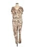 Cuddl Duds Animal Print Ivory Jumpsuit Size 1X - photo 1