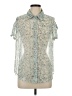 BCBGeneration 100% Polyester Floral Blue Short Sleeve Blouse Size L - photo 1