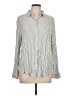 BeachLunchLounge 100% Rayon Stripes Silver Long Sleeve Blouse Size L - photo 1