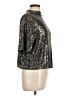 H&M Metallic Silver Short Sleeve Blouse Size L - photo 4