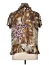 DressBarn 100% Polyester Animal Print Brown Short Sleeve Blouse Size XL - photo 2