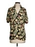 CAbi 100% Polyester Floral Green Short Sleeve Blouse Size S - photo 1