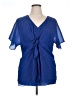 Fashion Bug 100% Polyester Blue Short Sleeve Blouse Size 1X - photo 1