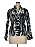 PaperWhite 100% Cotton Silver Black Long Sleeve Blouse Size 14 - photo 1