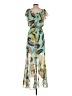 Express 100% Polyester Print Teal Casual Dress Size S - photo 2