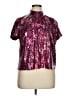 CeCe Metallic Burgundy Short Sleeve Blouse Size XL - photo 1