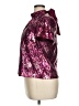 CeCe Metallic Burgundy Short Sleeve Blouse Size XL - photo 5