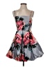 Crystal Doll 100% Polyester Floral Gray Cocktail Dress Size 3 - photo 1