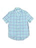 Crewcuts Checkered-gingham Blue Short Sleeve Button-Down Shirt Size 10 - photo 1