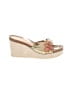 Donald J Pliner Floral Tan Ivory Wedges Size 9 1/2 - photo 1