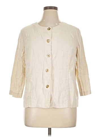 JM Collection 3/4 Sleeve Button-Down Shirt (view 1)