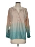 Stark X 100% Cotton Color Block Teal Long Sleeve Blouse Size XS - photo 1