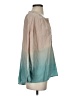 Stark X 100% Cotton Color Block Teal Long Sleeve Blouse Size XS - photo 4