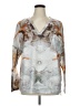 Love U Dear Graphic Ivory Silver 3/4 Sleeve Blouse Size XL - photo 1