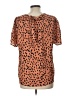 Papermoon 100% Polyester Animal Print Orange Short Sleeve Blouse Size L - photo 2