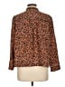 Point Sur 100% Silk Animal Print Brown Long Sleeve Silk Top Size L - photo 2