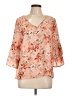 Cure 100% Polyester Orange 3/4 Sleeve Blouse Size L - photo 1