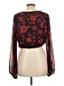 Sanctuary 100% Polyester Floral Burgundy Long Sleeve Blouse Size L - photo 2