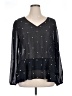 Halogen 100% Polyester Black 3/4 Sleeve Blouse Size 1X - photo 1