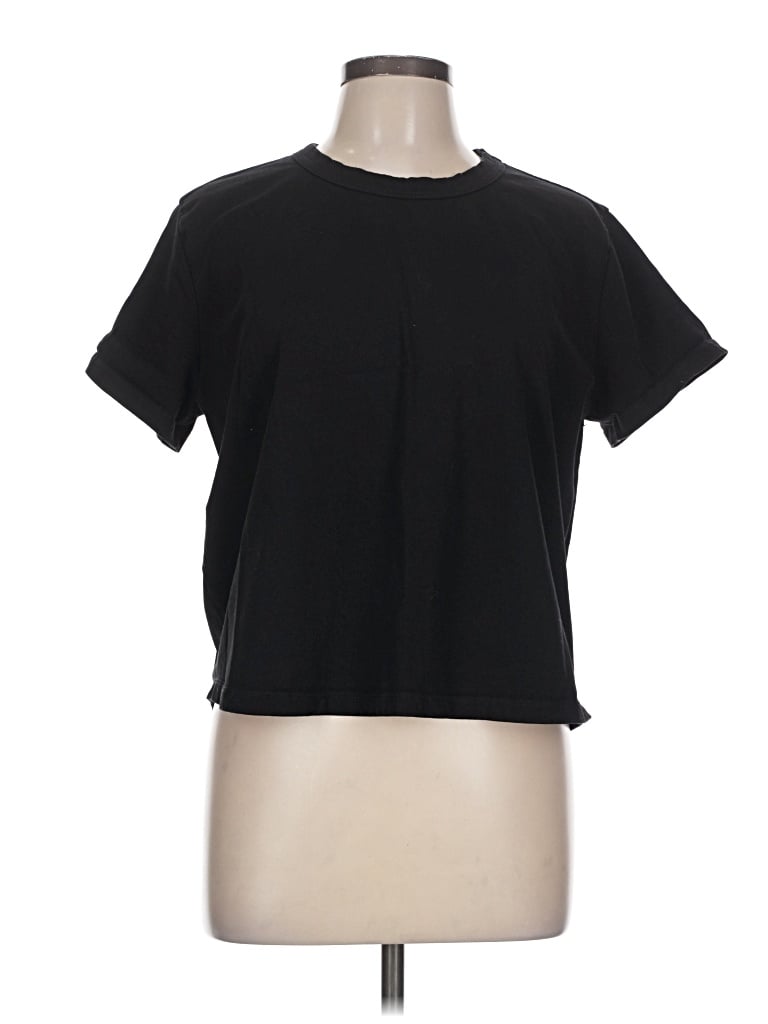 Tuckernuck Short Sleeve T-Shirt: Black Solid Pattern Tops - Size Large