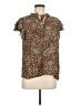 1.State 100% Polyester Animal Print Brown Short Sleeve Blouse Size M - photo 1