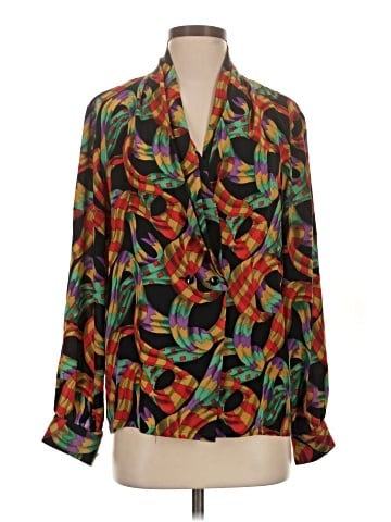 Oleg Cassini Long Sleeve Silk Top (view 1)