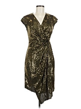 my philosophy golden yellow wrap dress Metallic Fringe Slip Dress main image 0