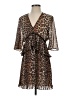 Ganni 100% Polyester Animal Print Green Brown Casual Dress Size EU 34 / US 4 - photo 1