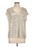 CeCe Metallic Silver Short Sleeve Blouse Size L - photo 1