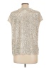 CeCe Metallic Silver Short Sleeve Blouse Size L - photo 2