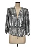 Free People 100% Polyester Metallic Silver 3/4 Sleeve Blouse Size M - photo 1
