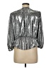 Free People 100% Polyester Metallic Silver 3/4 Sleeve Blouse Size M - photo 2
