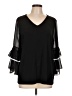 Susan Graver 100% Polyester Black 3/4 Sleeve Blouse Size L - photo 1