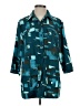 Calvin Klein Color Block Teal 3/4 Sleeve Button-Down Shirt Size S - photo 1