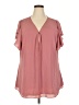 City Chic 100% Polyester Pink Short Sleeve Blouse Size 22 Plus (XL) - photo 1