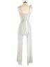 Japna 100% Viscose Stripes Silver White Jumpsuit Size XS - photo 2
