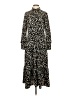 Topshop 100% Polyester Animal Print Black Casual Dress Size 2 - photo 1