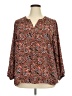 T Tahari 100% Polyester Paisley Brown 3/4 Sleeve Blouse Size 2X - photo 1