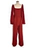 Francesca's Solid Red Jumpsuit Size L - photo 2