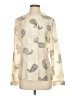 Paula Saker 100% Silk Paisley Ivory Long Sleeve Silk Top Size 4 - photo 1